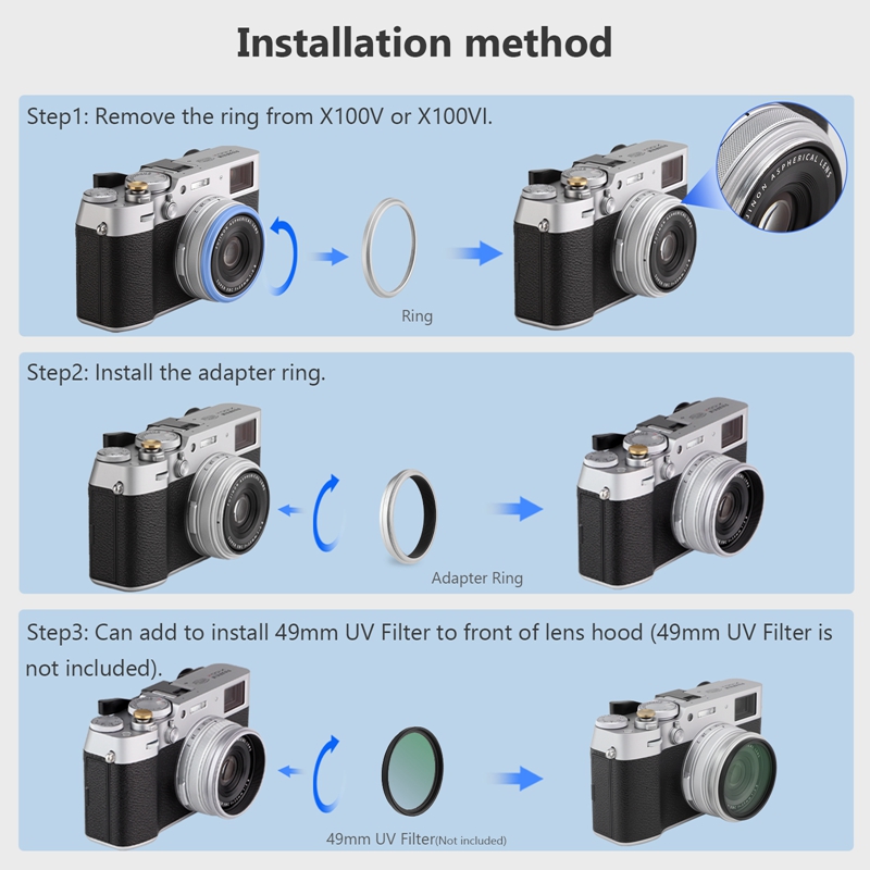 Anillo adaptador de filtro de  - Fujifilm Camera X100Vi reseña y precio